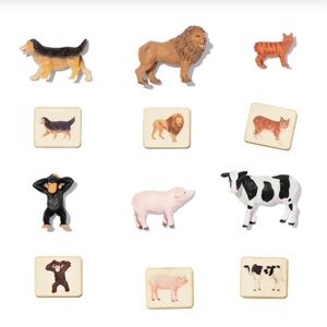 LOVEVERY Montessori Animal Match Game with Drawstring Bag